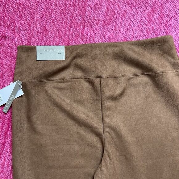 Soft Surroundings Faux Suede Pull On Ankle Leggings Saddle Brown Size Large - Picture 8 of 13